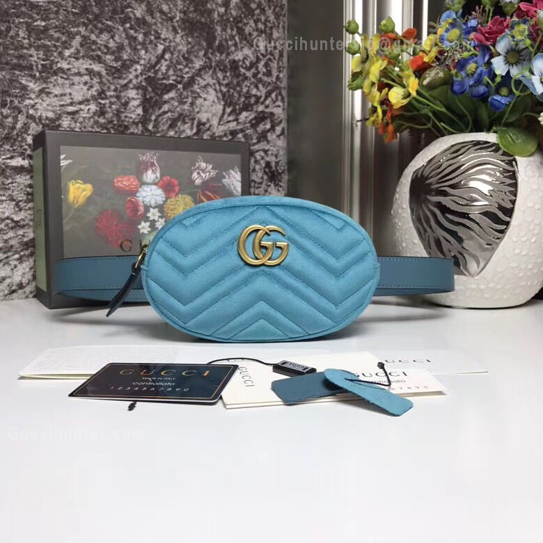 Gucci GG Marmont Matelassé Leather Belt Bag Blue 476434